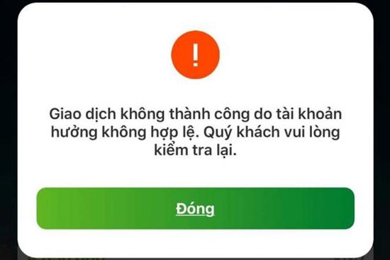 "Nhập sai thông tin người nhận: Nguyên nhân khiến giao dịch bị chặn, tài khoản không thể thực hiện chuyển tiền". (Ảnh: ST)