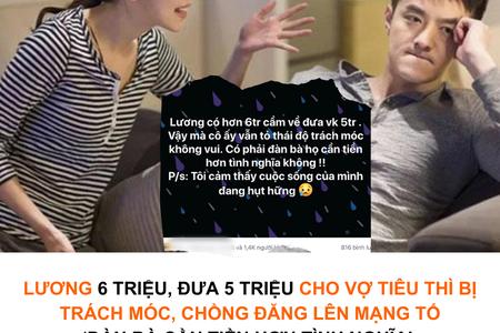 Lương 6 triệu, đưa cho vợ 5 triệu: "Bi kịch" gia đình