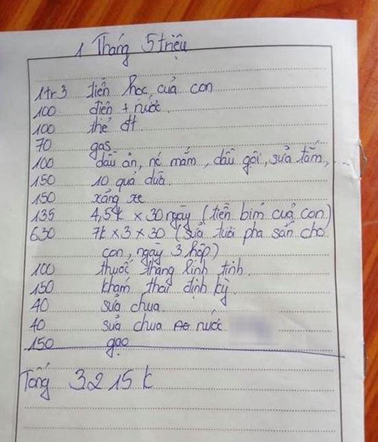 cả tháng chỉ hết hơn 3 triệu dù nuôi con nhỏ