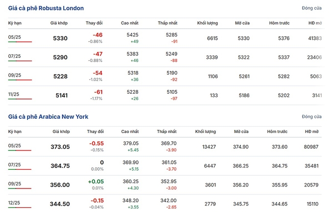 Bảng giá cà phê Robusta và Arabica hôm nay 22/2/2025 mới nhất