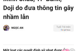 SJC, Bảo Tín Minh Châu, TP Bank, Doji đưa thông tin gây nhầm lẫn tới khách hàng 
