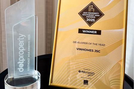 Vinhomes được vinh danh 'Nhà phát triển bất động sản của năm' khu vục Đông Nam Á tại Dot Property Southeast Asia Awards 2025