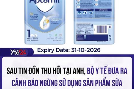 Bộ Y tế cảnh báo rà soát dòng sữa Aptamil Infant Formula, nghi ngờ nhiễm độc tố gây hại cho trẻ sơ sinh 