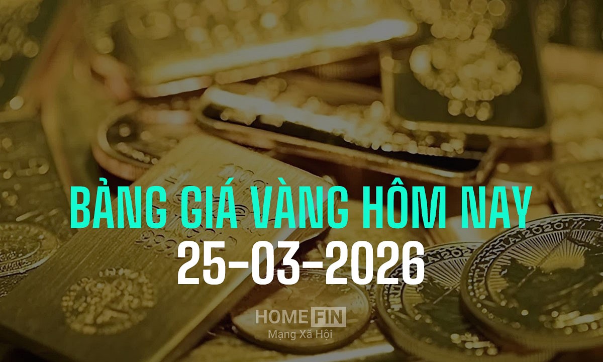 Bảng giá vàng hôm nay 25/3/2026 tại SJC, Mi Hồng, DOJI, PNJ, Phú Quý, BTMC