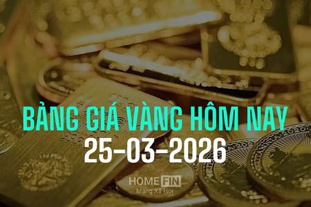 Bảng giá vàng 9999 24K 18K SJC DOJI PNJ hôm nay 25/3/2026