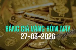 Bảng giá vàng 9999 24K 18K SJC DOJI PNJ hôm nay 27/3/2026