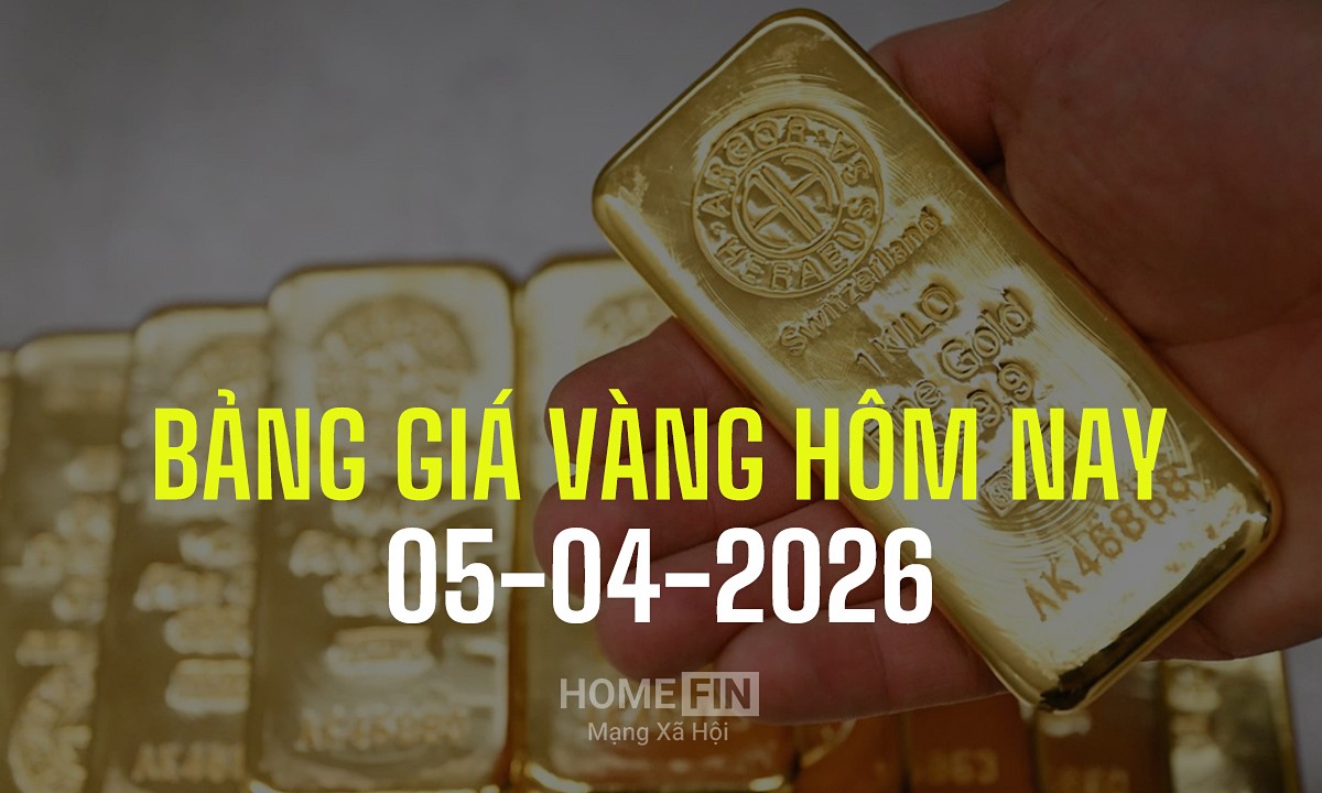 Bảng giá vàng hôm nay 5/4/2026 tại SJC, Mi Hồng, DOJI, PNJ, Phú Quý, BTMC