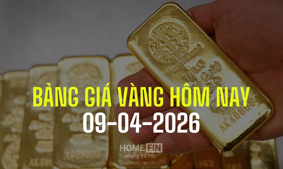 Bảng giá vàng hôm nay 9/4/2026 tại SJC, Mi Hồng, DOJI, PNJ, Phú Quý, BTMC